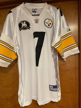 Reebok Pittsburgh Steelers White and Yellow #7 Football Jersey